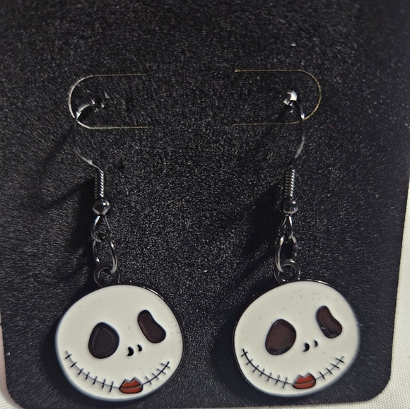 Hand Crafted Jewelry - Jack Skellington with Red Lips Earrings Handmade